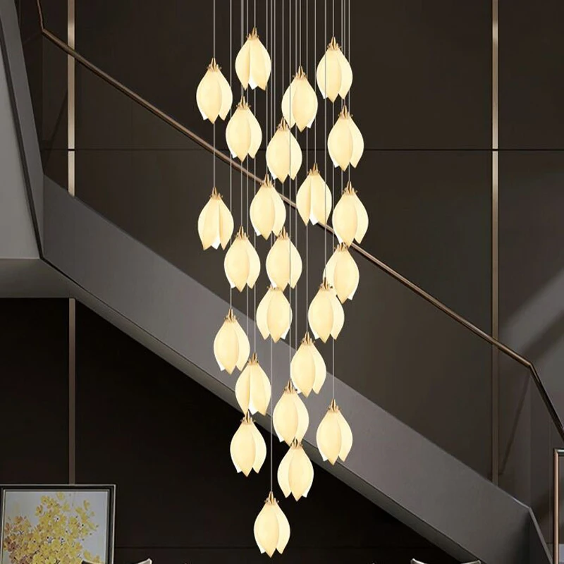 

Exhibition Hall Chandelier Lighting Hotel Lobby Pendant Lamps Modern Stair LED Chandeliers Living Room Dining Room Hanging Light