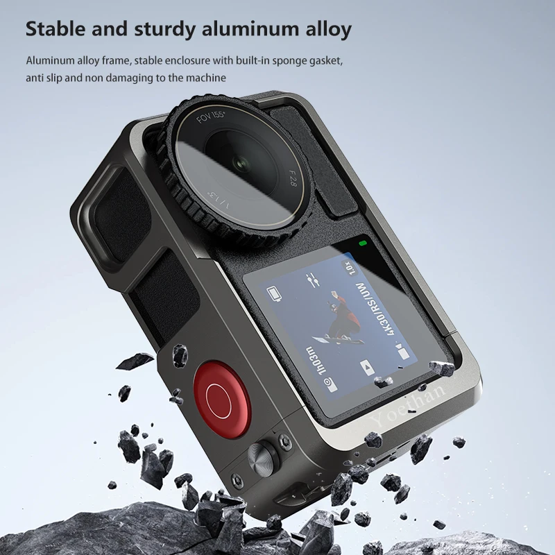 Yoethan Metal Cage for DJI OSMO ACTION 5Pro 4 3 Full Protective Frame Case Quick Release Cold Shoe 1/4 Hole Foldable aluminum 5