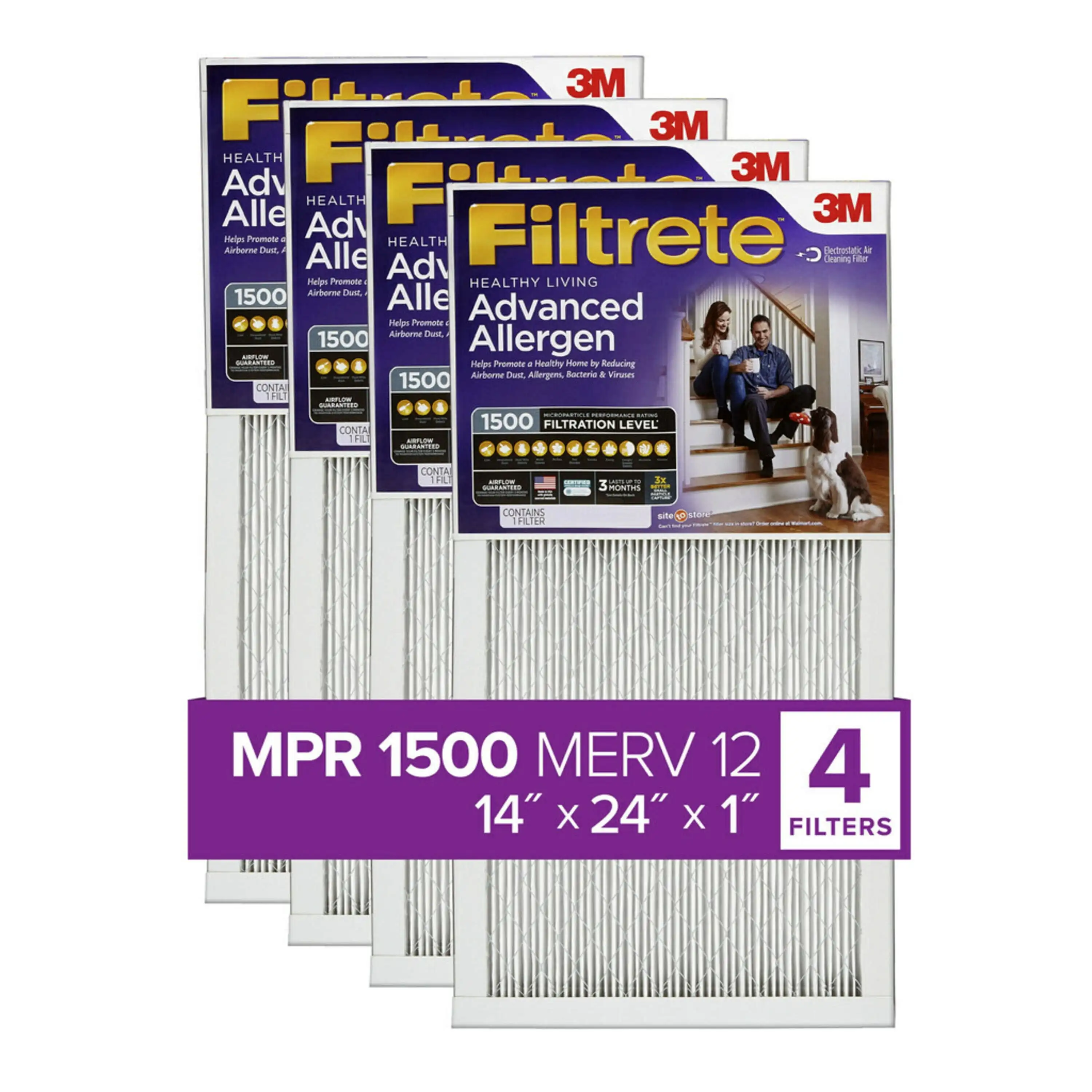 

Filtrete 14x24x1 Air , MPR 1500 MERV 12, усовершенствованное снижение аллергенов