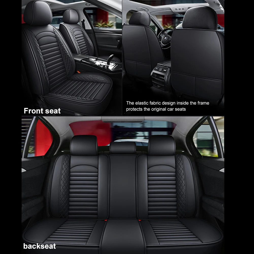 11Pcs 5 Seats Full Surrounded Seat Protector Leather Vehicle Seat Cushion Front Rear Seats Protective Covers for Most Cars