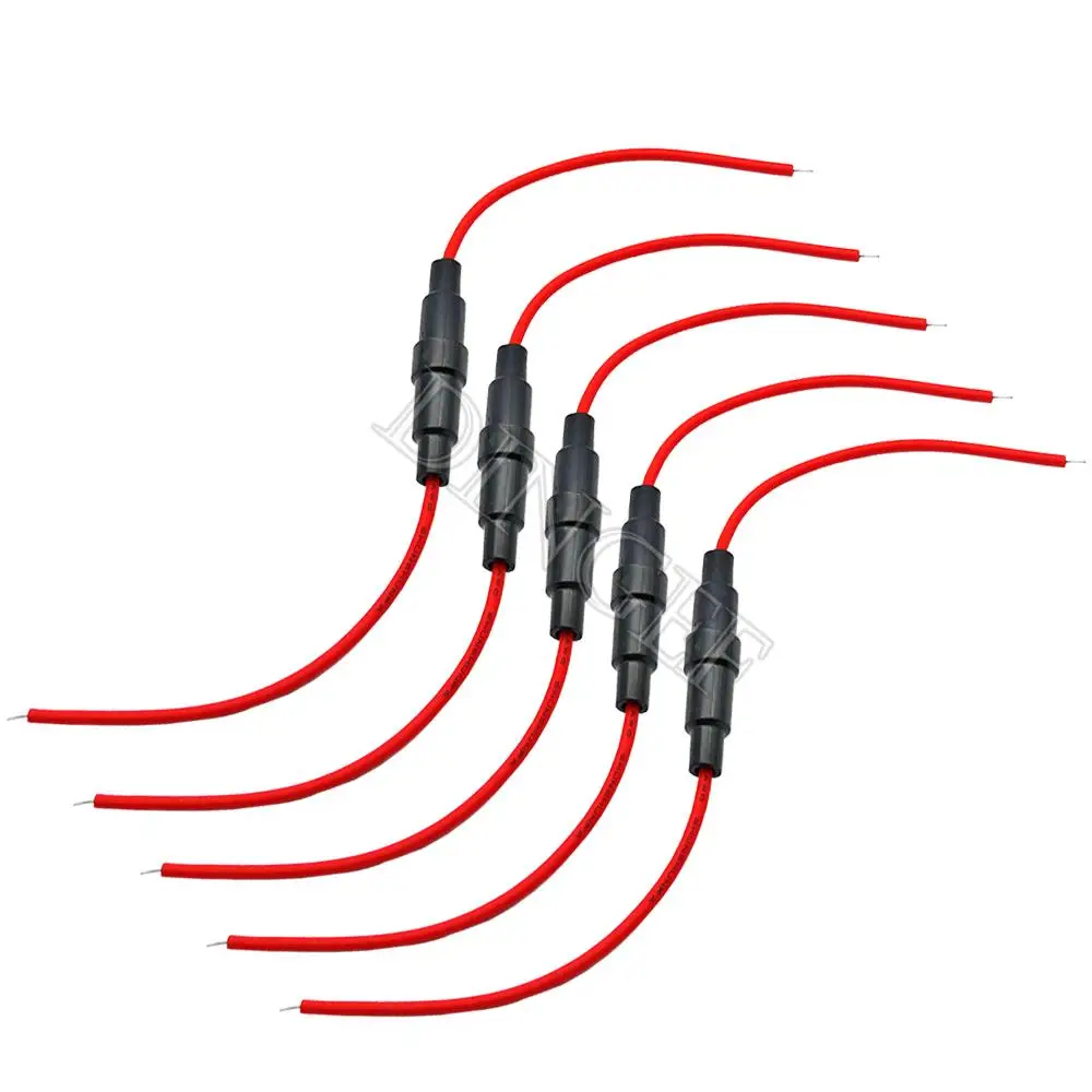 Enhanced Glass Fuse Holder Set with Wire Cables - 10 Pieces