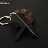 Mini PUBG Gun Keychain 9cm Metal MP5 Weapon Model Alloy AK47 AWM M24 Light Key Chain Bookbag Car Pendant Gifts Toy for Kids 3