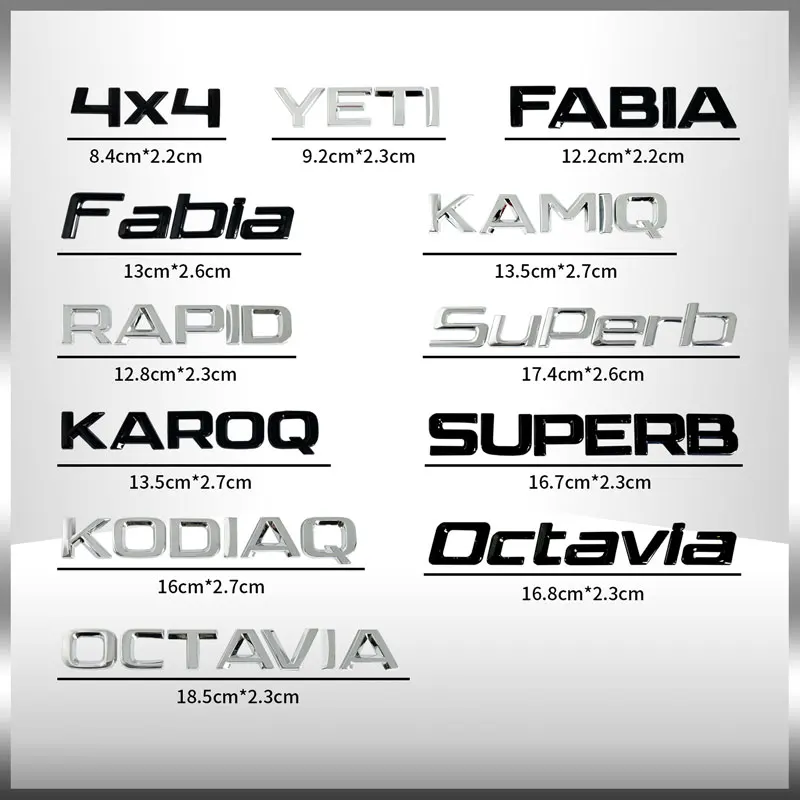 3D 금속 자동차 뒷 트렁크 엠블럼 크롬 배지 스티커 SKODA OCTAVIA SUPERB KAROQ FABIA RAPID 4x4 YETI 편지 로고 장식
