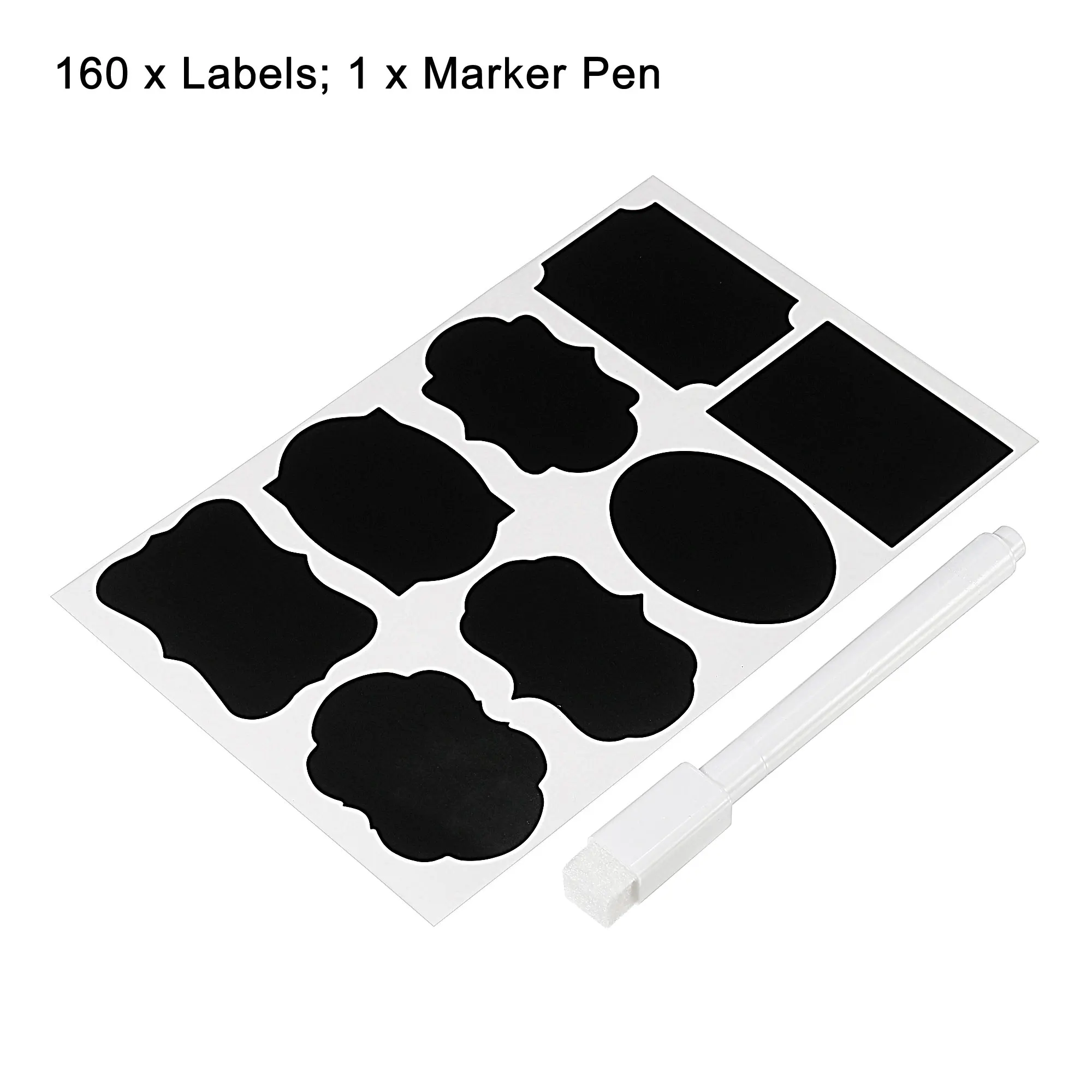 160pc 35x50mm Reusable Chalkboard Stickers Kitchen Spice Label Home Jars Bottles Tags Blackboard Labels Stickers With Marker Pen