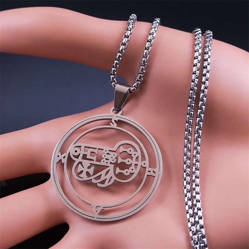 Gothic Silver Sigils Stainless Steel Pendant Necklace