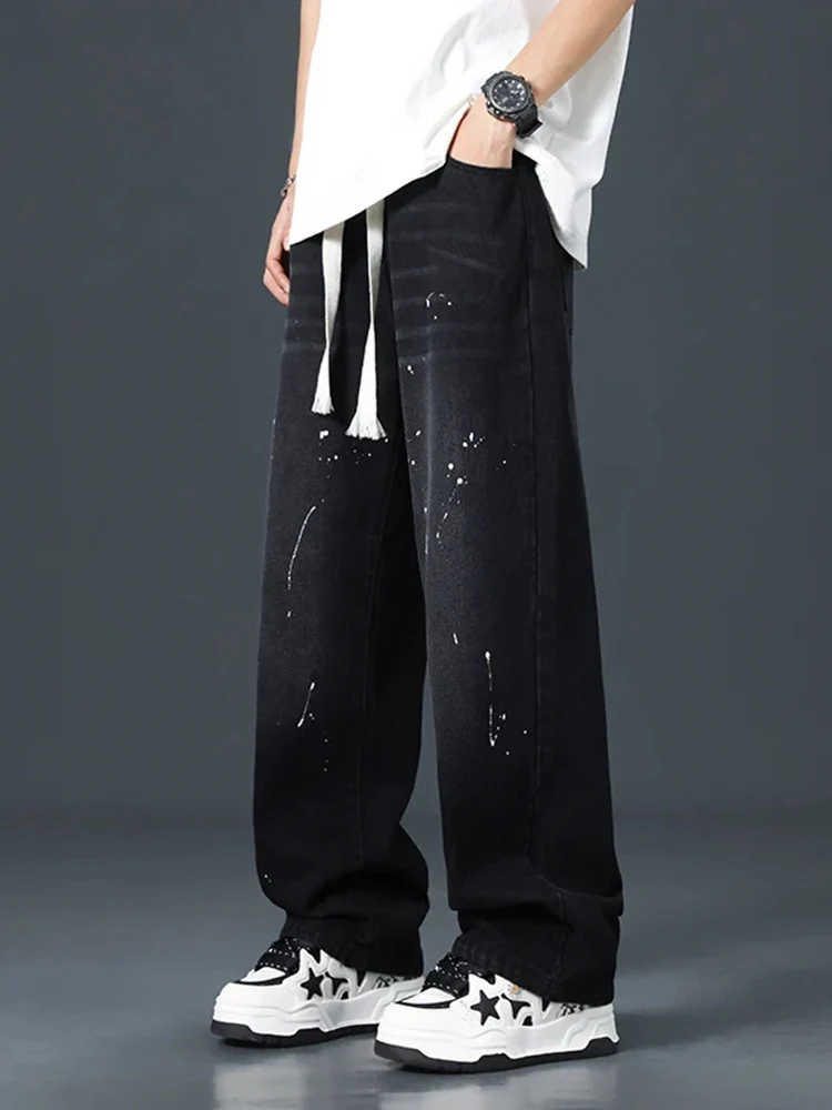 2024 New Spring Autumn Men's Jeans Vintage Straight-leg Baggy Pants Fashion Korean Wide Trousers Streetwear 5XL Large Size 6