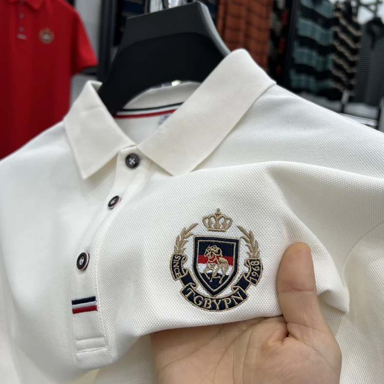 High end brand men's short sleeved polo shirt with classic stripe design top summer fashion embroidery breathable casual T-shirt 22 S0638629ddce449edb52479673e4d149eh