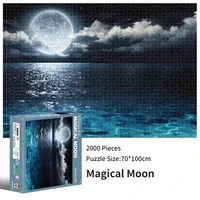 70*100cm 2000pcs Advanced Paper Jigsaw Puzzle Magical Moon Landscape Painting Stress Reducing Blazing with Color Christmas Gift 1