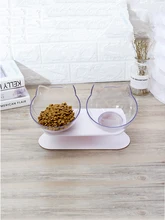  Cat Double Bowl Cat Bowl Dog Bowl Transparent Non-slip Food Bowl with Raised Stand Dogs Feeders Protection Cervical Pet Products 