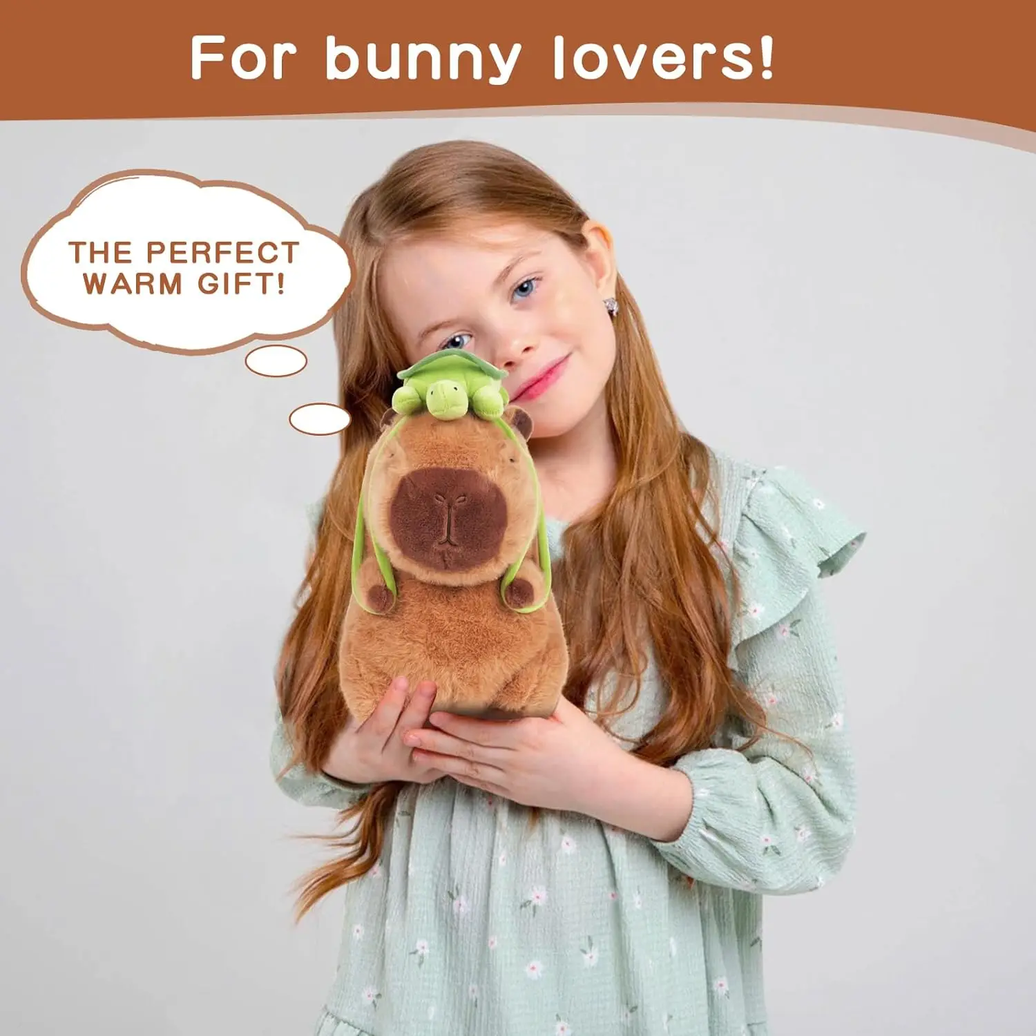 Capybara Stuffed Toys Pet Cute Capybara Plush with Turtle Backpack Kawaii Capibara Stuffed Animals Toys Keychain Bag Charms Gifts for Kids 4.8"