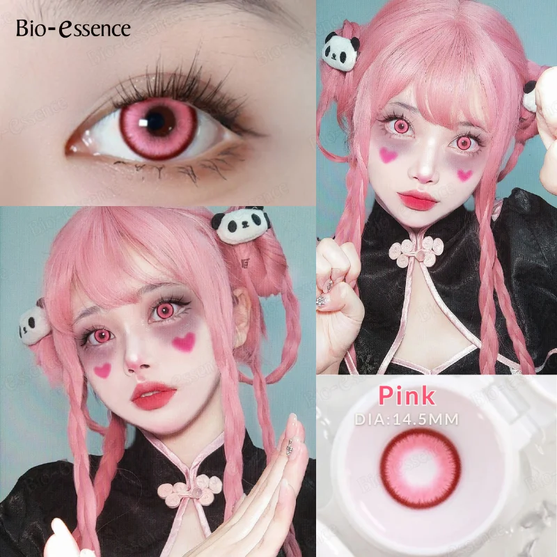 

Bio-essence 1Pair Yearly Colored Contact Lenses for Eyes Cosplay Contact Beauty Makeup Anime Accessories Cyan Pink Lenses