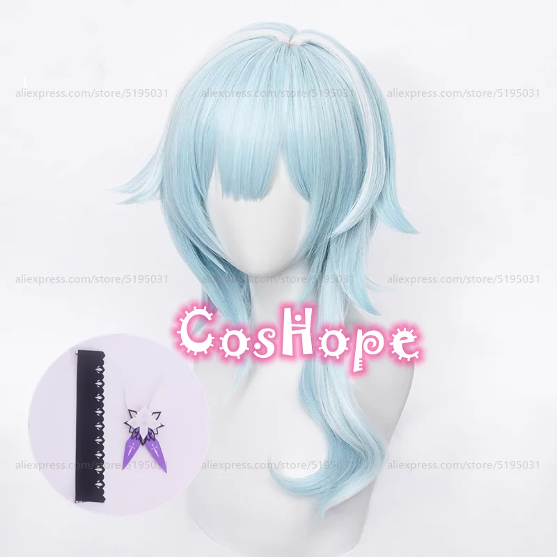 Cosplay Prop Eula Cosplay Wig Women 48cm Short Wig Blue White Cosplay Anime Wigs Heat Resistant Synthetic Wigs Halloween