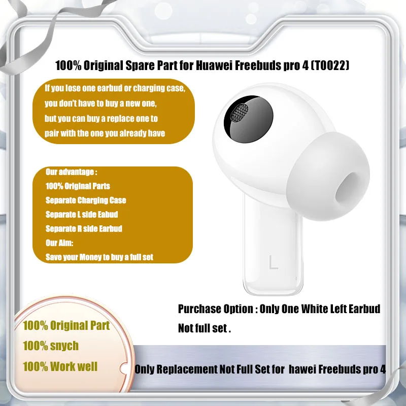 【新品同様】HUAWEI FreeBuds Pro 4 ホワイト Qi充電対応 HUAWEI FreeBuds Pro 4 In-Ear Headphones, White - Worldshop