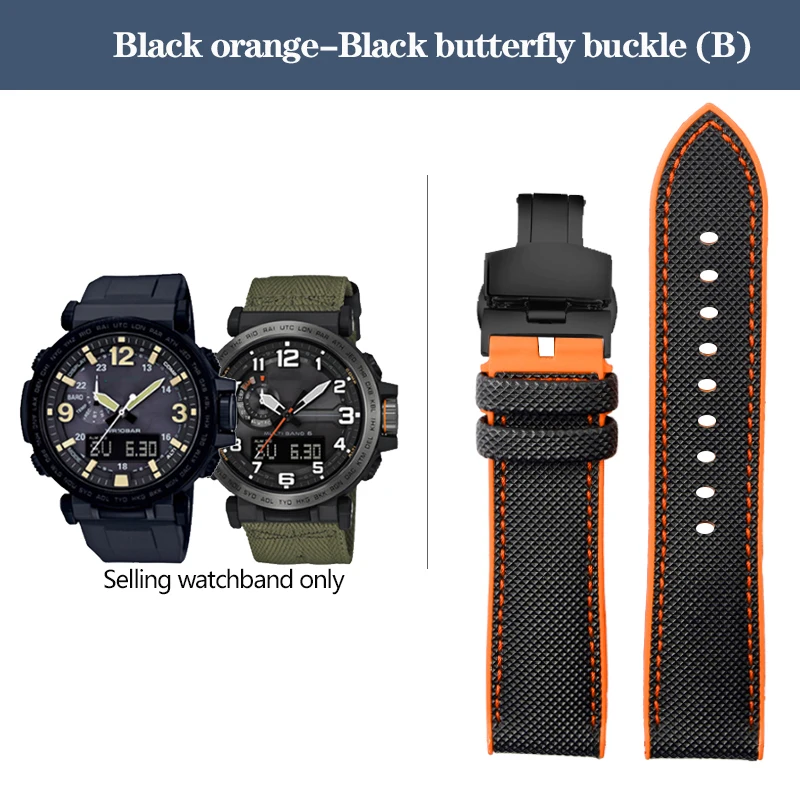 Durable Nylon Rubber Bottom Sports Watchband - 24mm Canvas Silicone Strap