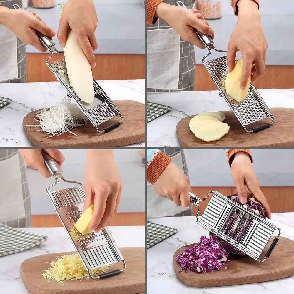 Multi-Purpose Vegetable Slicer Set Stainless Steel Cheese Grater &  Vegetable Chopper Hand-held Shredder Cutter Grater Slicer - AliExpress