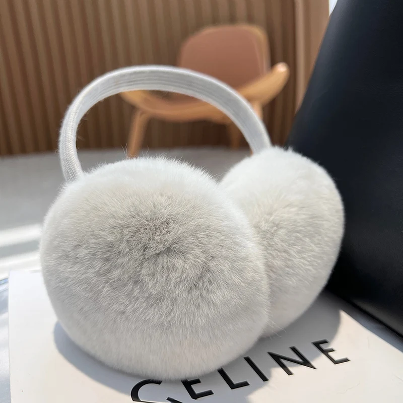 Headphones Genuine Rabbit Fur Earmuff Headbands Winter Accessories for Women Ear Cover warm earmuffs,fur earmuffs
