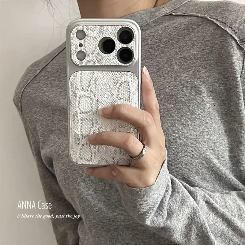 Premium White Textured Leather Shockproof Phone Case