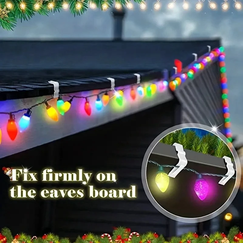 20pcs String Light Clips Hooks – Screw Mount Outdoor Light Hangers For Christmas & Party Decor