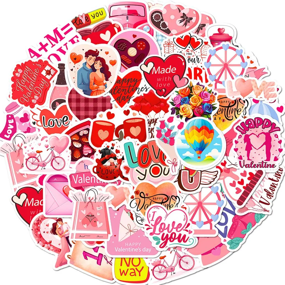 

10/50Pcs Cartoon Pink Valentine Aesthetic Varied Graffiti Stickers DIY Scrapbooking Helmet Laptop Wall Backpack Decoration Decal