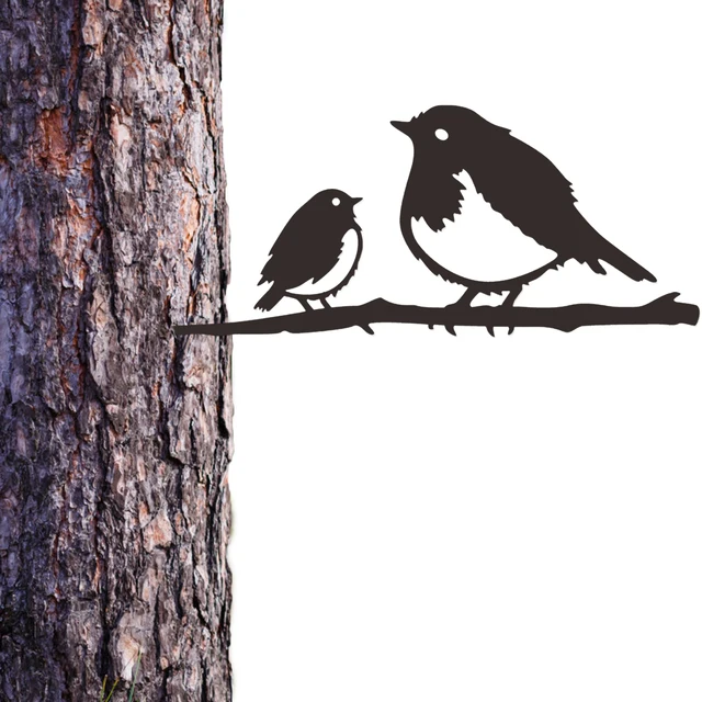 Fém Madarak Művészet Sziluett Fali Art Dekoráció Kreatív Kovácsoltvas Szobor Tét Aranyos Állat Díszfák Dekorációja