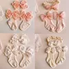 2pcs Bow Lace Baby Socks Newborn Cotton Baby Girls Sock Headband Cute Princess Style Toddler Socks Baby Accessories For Children 3
