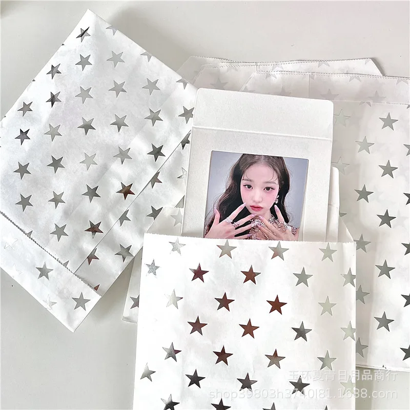 Ins Style Simple Silver High Grade Star Hot Silver Paper Bag Gift Packaging Bag Kraft Paper Jewelry Storage Organizer New