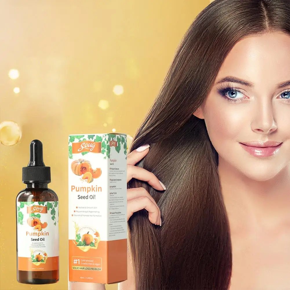 Organic Pumpkin Oil For Hair 60ml Anti-frizz Hair Oil Smoothing Moisture Recovery Hair Oil Natural Organic Pumpkin Seed Oil X2G9