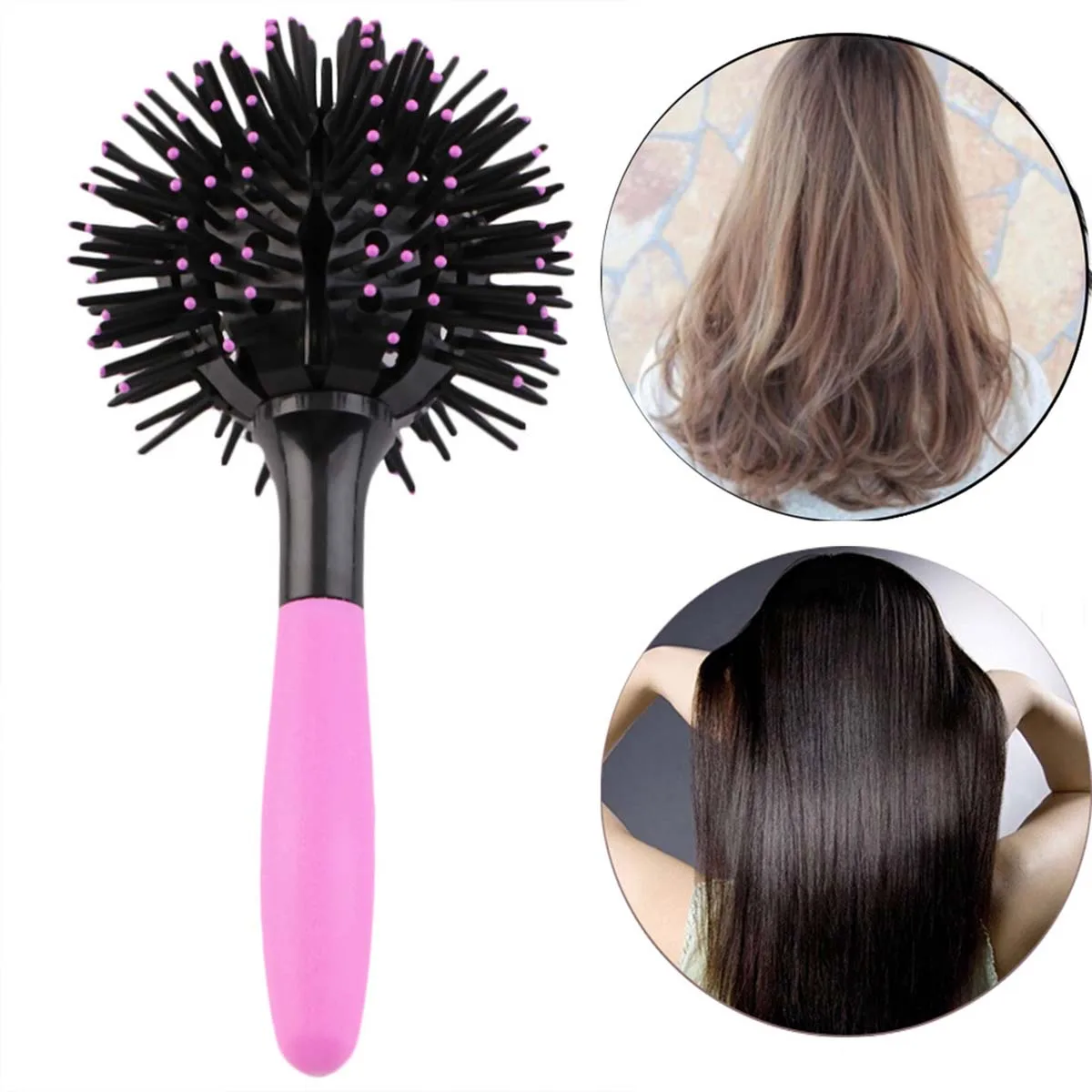 8.5inch Ball Massage Comb Bomb Curl 3D Hair Brush Ball Style Blow Drying Detangling Heat Resistant Hair Comb