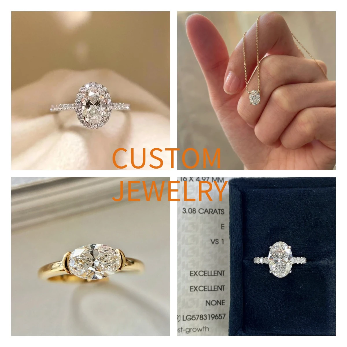 Melee Lab Grown Diamond Oval Cut 1.5X2mm~5X7mm DEF VVS-VS HPHT Loose Diamonds Store