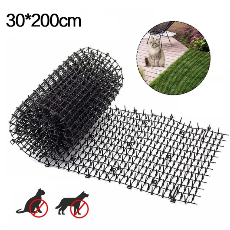 2M Garden Cat Scat Mats Repellent Mat Safety Trees Skewer Prickle Strips Spikes Prevent Dog Cat Mesh Plastic Spike Pet Products