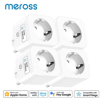 Meross 홈키트 스마트 플러그, 16A 에너지 모니터 포함, EU 와이파이 소켓, 원격 음성 제어, 알렉사 구글 어시스턴트 스마트싱스 지원