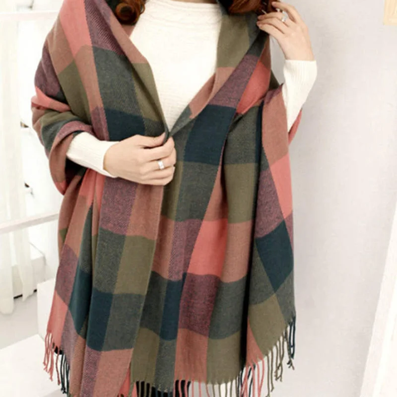 

Women's Long Plaid Shawls Scarf Oversized Winter Fall Warm Scarf Big Tartan Scarves Wrap Shawl Scarf Bandana Hombre Outdoor 2023