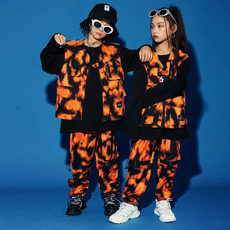 

Camouflage Vest Hiphip Pants Street Dance Wear Rave Clothes 2023 Fashion Boys Ballroom Hip Hop Dancing Costumes For Kids