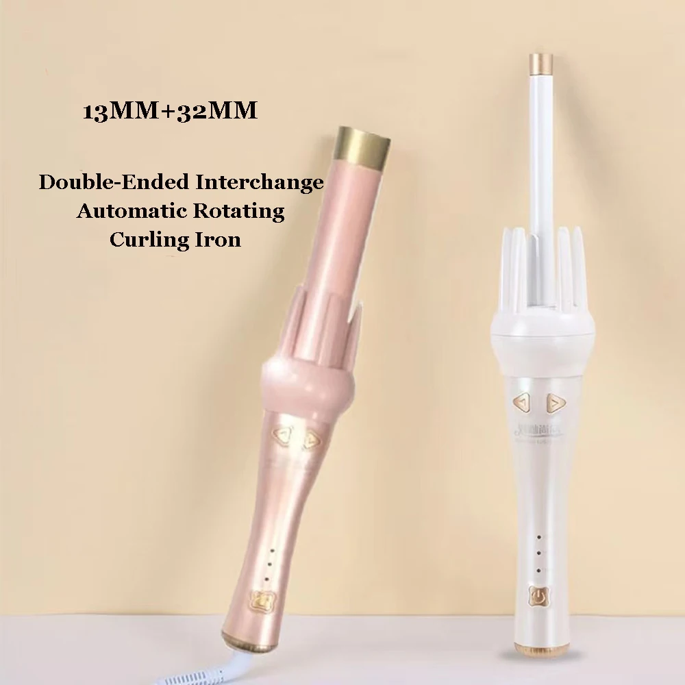 2 in 1 Automatic Rotating Hair Curler 13MM/32MM Hair Iron Interchangeable Iron Curler Set Styles Tool