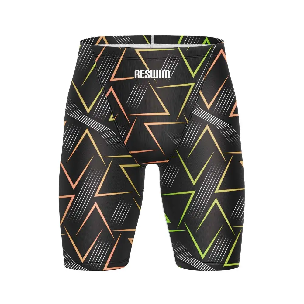 Men's Swim Jammer Swimsuit Athletic Training Shorts Summer Print Tights Swimwear Swimming Trunks Beach Surfing Diving Pants