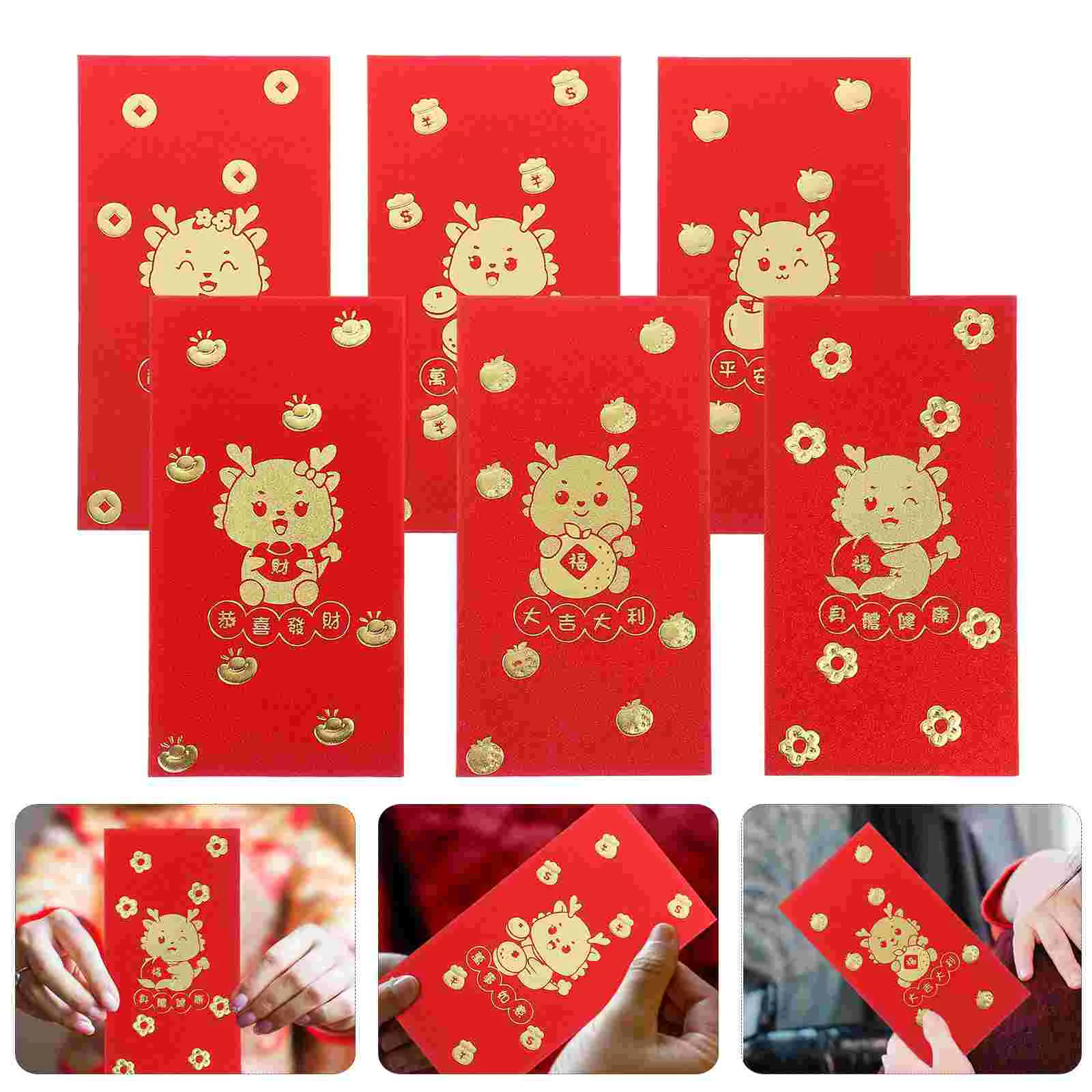 Red Packet Envelope Year of Dragon Envelops 2024 Luck Money Bag Decorative Packets