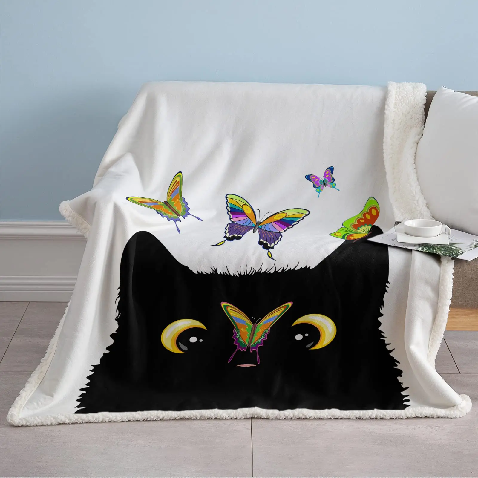 

Флисовые одеяла из черных кошек для дома и офиса, многофункциональные мягкие постельные принадлежности, размер королевы и короля, весна и осень