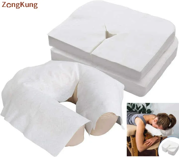 100Pcs SPA Face Massage Pad Beauty Salon Massage Headrest Pad Disposable Non-Woven Fabric Pillow Towel Cover Face Skin Care Tool