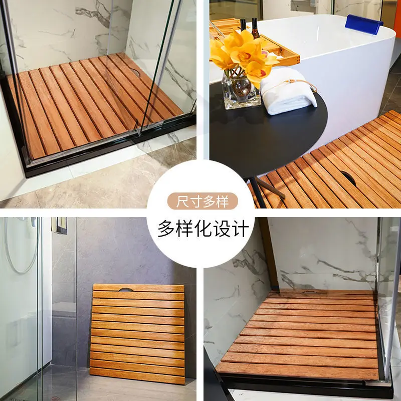 

Bathroom Anti Slip Mat, Shower Room Anti Fall, Bathroom Waterproof Balcony, Anti-Corrosion, Fan Shaped Wooden Floor Mat, Foot Pe