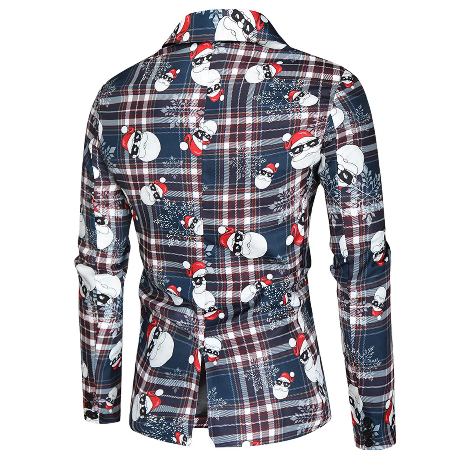 Christmas Hawaiian Shirts Christmas Tree snow Printed Blazer Men Fashion Suit Coat Long Sleeve Beach Lapel Men's Clothing