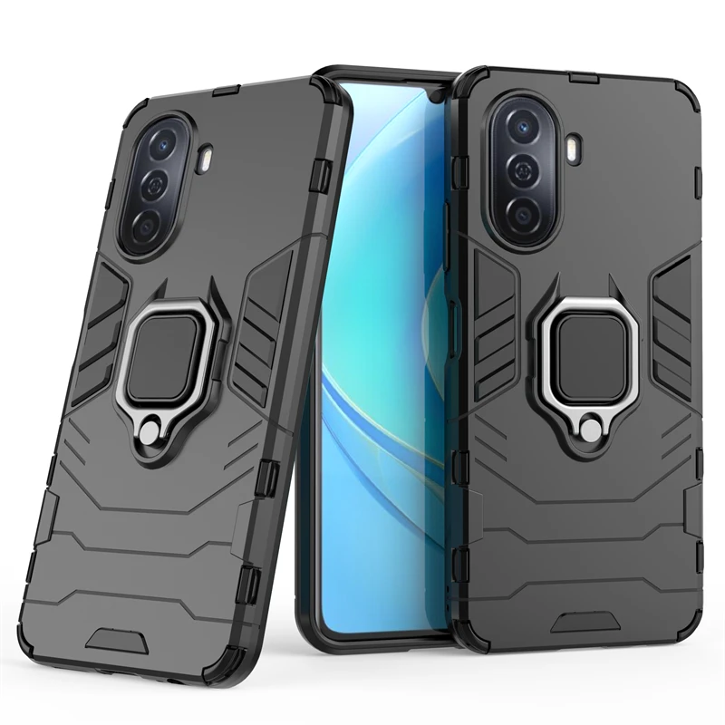 Shockproof Case For Huawei Nova Y70 Case Cover Nova Y70 Funda Armor Finger Ring PC Phone Bumper For Huawei Nova Y70