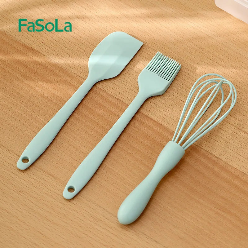 FaSoLa Silicone Spatula BBQ Oil Brush Cookware Cake Cooking Tool Non-stic Kitchen Gadget Sets Frying Utensils Accessories