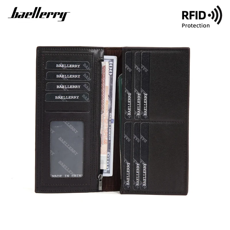 New Men's Long Wallet Anti RFID Business Multi Card Holder Zippered Purse