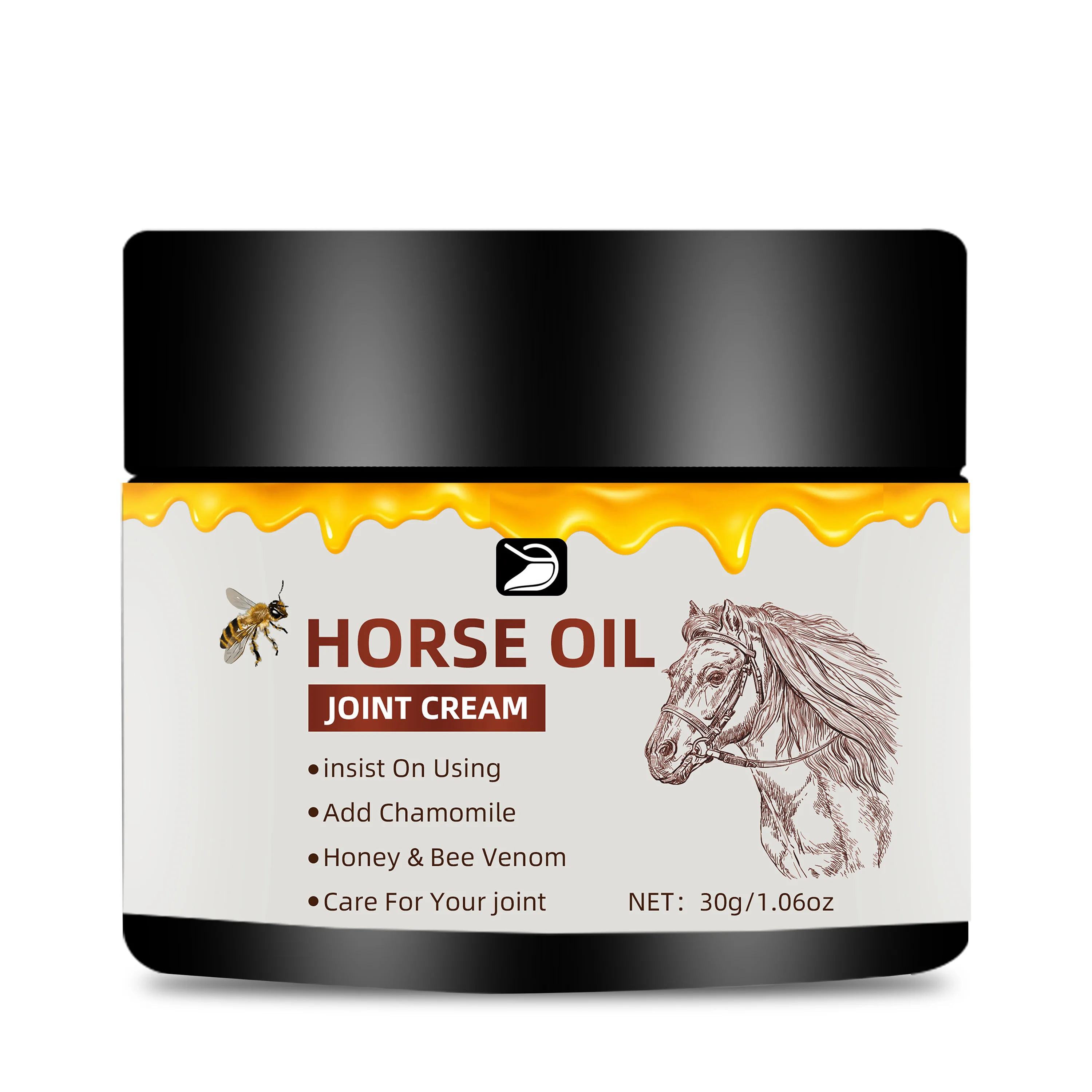Horse Oil Joint Cream - Fast Absorbing, Non-Greasy Moisturizer for Elbows, Knees & Joints. Fragrance-Free, All Skin Types. 30g/5