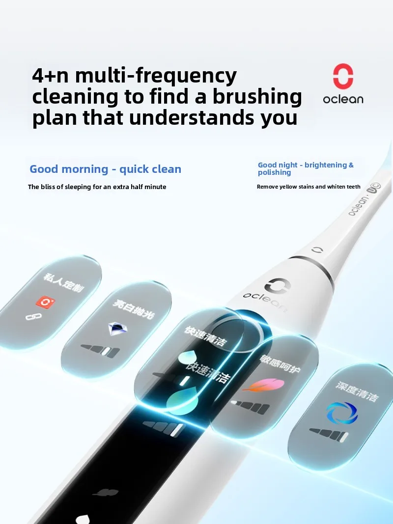 오리지널 OCLEAN X Pro 20 AI 미니 전동 칫솔 (성인 커플용), 시각화된 완전 자동 저속 진동 IPX7 X Pro