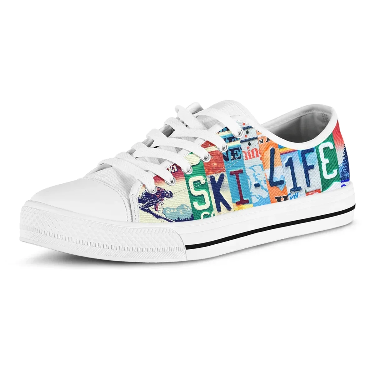 License Plate Ski Life Women Shoes Low-Top Shoes For Women Sneakers Colors Casual Canvas Summer Lace-up Women Shoes