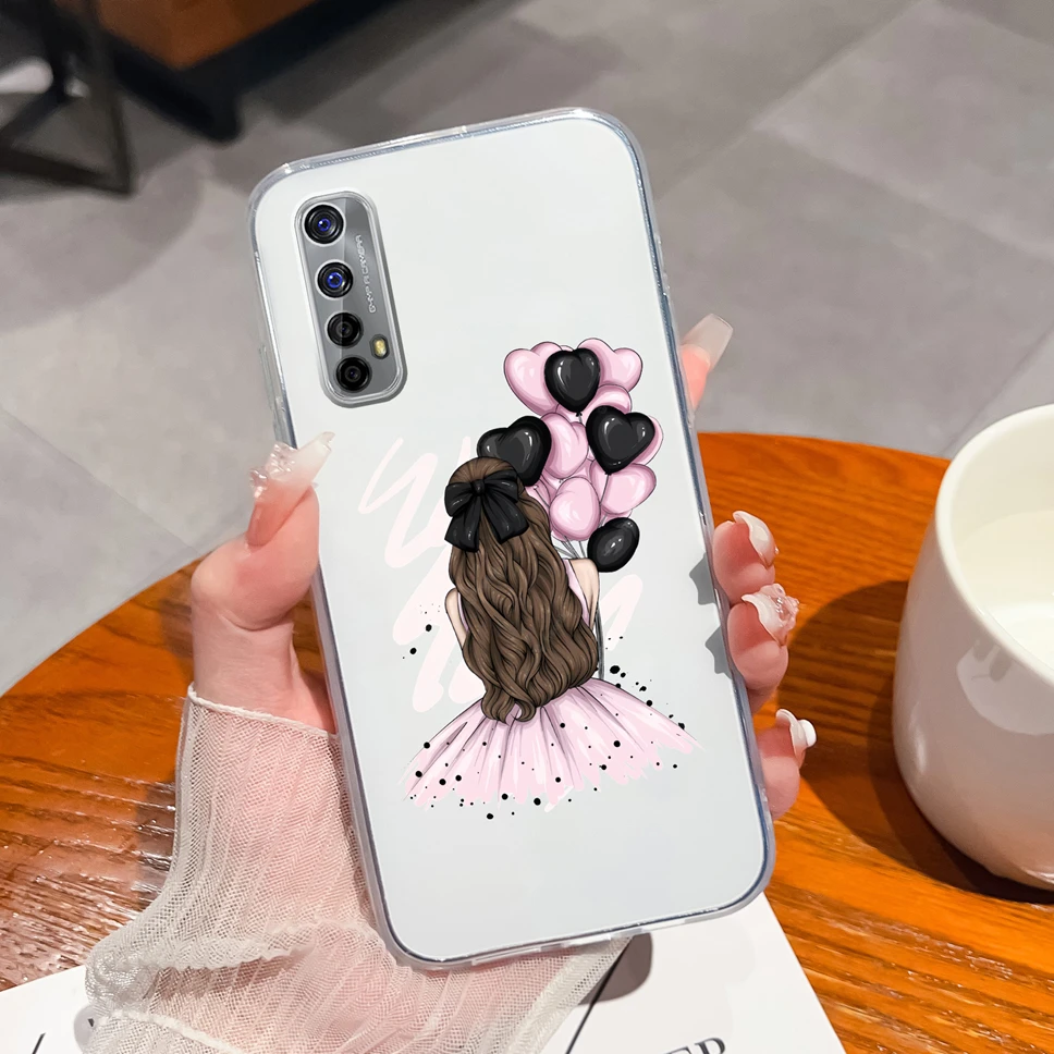 Gradient Flowers Pattern Soft Clear TPU Silicone Phone Case