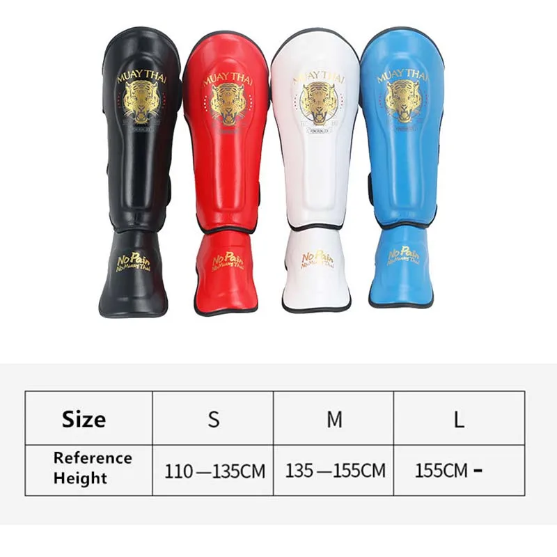 Muay Thai Children's MMA Boxing Shin Guard Instep Leg Protector Pads PU Leather Thicken Kick Foot Training Support Leg Warmers