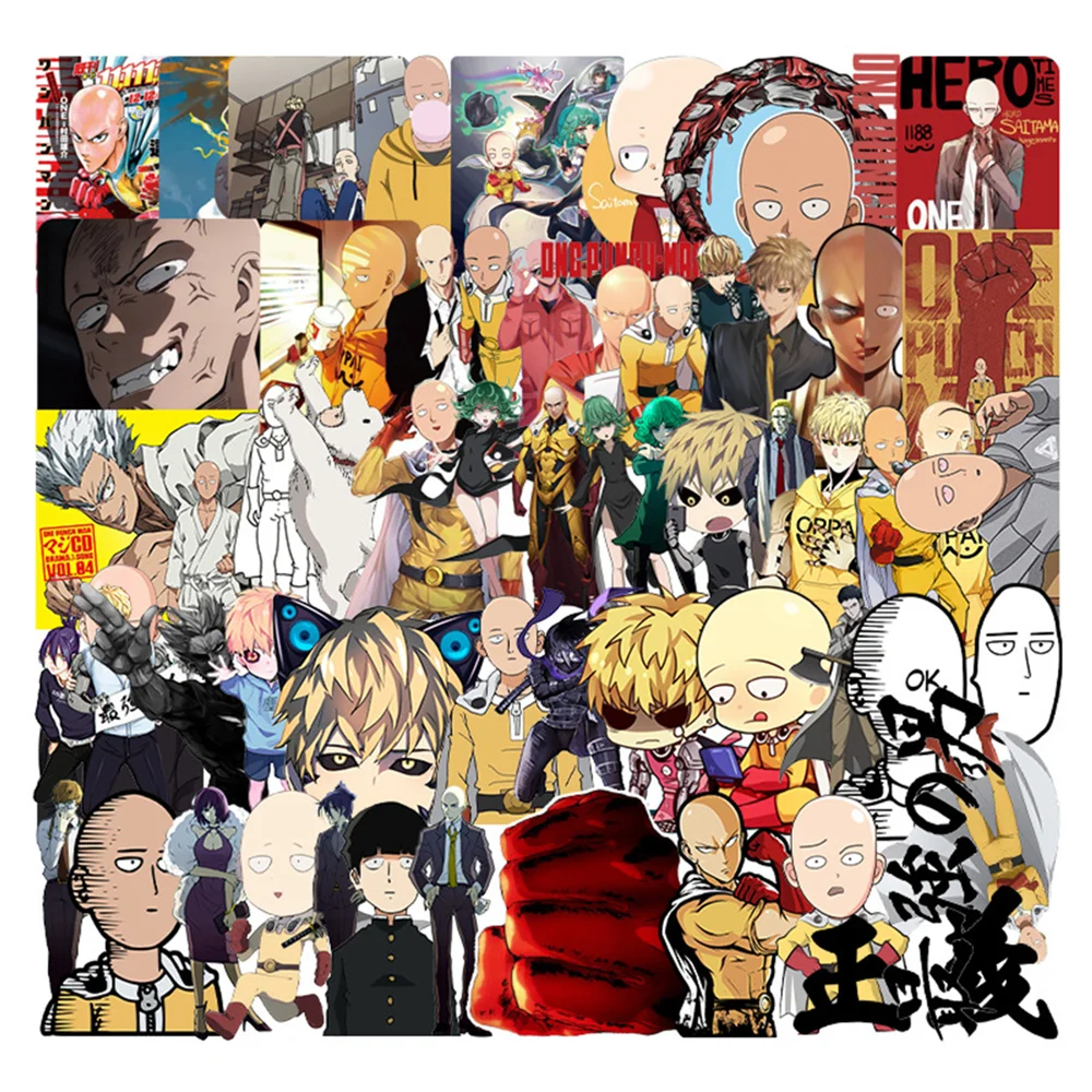 

10/30/50PCS Classic Funny Anime One Punch Man Saitama Sticker Toy Luggage Laptop iPad Skateboard Cup Guitar Sticker Wholesale