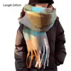 Women Rainbow Winter Plaid Cashmere Scarf Shawl Wrap Chequered Scarves Necks Warm Long Tassel Thicker bufanda invierno mujer 5